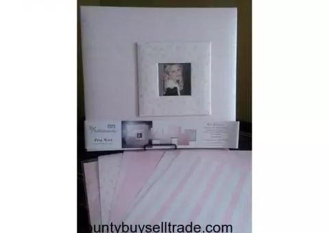 12" x 12" Pink and white scrapbook kit
